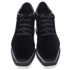 Stella McCartney Black Velet Elyse Platform Lace Up Sneakers Size 39.5 For Women -Stella McCartney Sales luxury women stella mccartney new shoes p301331 002