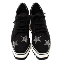 Stella McCartney Black Faux Suede Elyse Platform Lace Up Sneakers Size 36 For Women -Stella McCartney Sales luxury women stella mccartney new shoes p312600 004