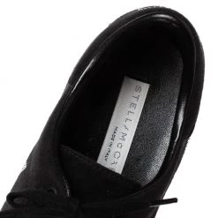Stella McCartney Black Faux Suede Elyse Platform Lace Up Sneakers Size 36 For Women -Stella McCartney Sales luxury women stella mccartney new shoes p312600 006