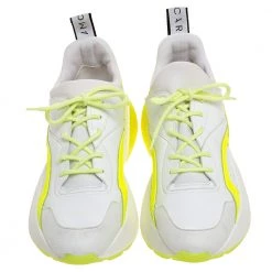 Stella McCartney White/Neon Green Faux Leather/Fabric Eclypse Lace Sneakers Size 41 For Women -Stella McCartney Sales luxury women stella mccartney new shoes p314408 004