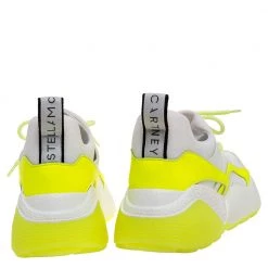 Stella McCartney White/Neon Green Faux Leather/Fabric Eclypse Lace Sneakers Size 41 For Women -Stella McCartney Sales luxury women stella mccartney new shoes p314408 005