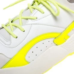 Stella McCartney White/Neon Green Faux Leather/Fabric Eclypse Lace Sneakers Size 41 For Women -Stella McCartney Sales luxury women stella mccartney new shoes p314408 007