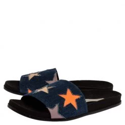 Stella McCartney Blue Denim Fabric Star Flat Slides Size 41 For Women -Stella McCartney Sales luxury women stella mccartney new shoes p326720 003