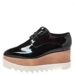 Stella McCartney Black Faux Patent Leather Elyse Platform Derby Sneakers Size 40 For Women -Stella McCartney Sales luxury women stella mccartney new shoes p326801 004