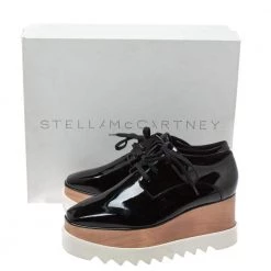 Stella McCartney Black Faux Patent Leather Elyse Platform Derby Sneakers Size 40 For Women -Stella McCartney Sales luxury women stella mccartney new shoes p326801 006