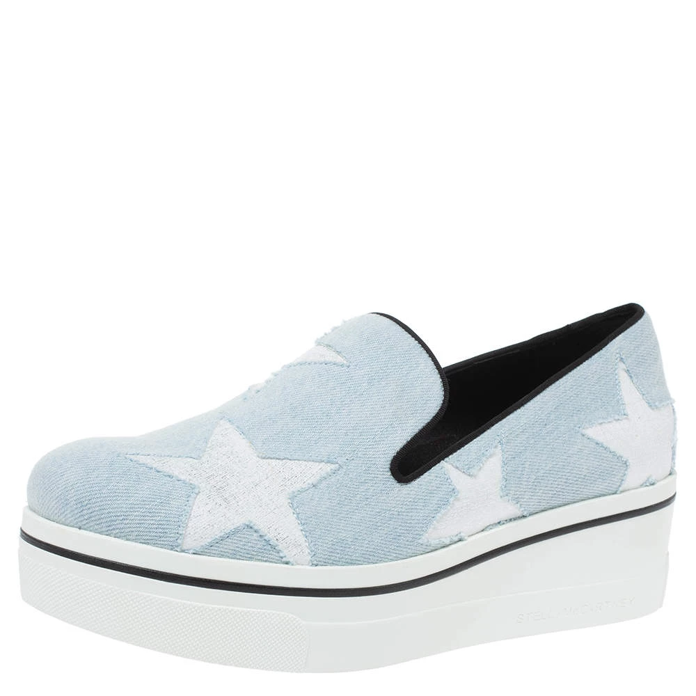 Stella McCartney Blue Denim Star Binx Platform Sneakers Size 40 For Women 3 Stella McCartney Blue Denim Star Binx Platform Sneakers Size 40 For Women