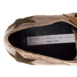 Stella Mccartney Metallic Bronze Embossed Faux Leather Elyse Platform Lace Up Sneakers Size 41 For Women -Stella McCartney Sales luxury women stella mccartney new shoes p328320 004