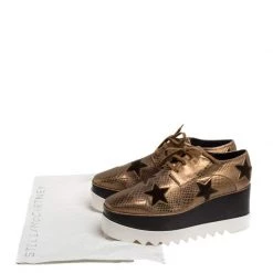 Stella Mccartney Metallic Bronze Embossed Faux Leather Elyse Platform Lace Up Sneakers Size 41 For Women -Stella McCartney Sales luxury women stella mccartney new shoes p328320 1600345224 009
