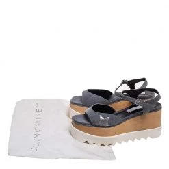 Stella McCartney Grey Denim Elyse Platform Ankle Strap Sandals Size 37 For Women -Stella McCartney Sales luxury women stella mccartney new shoes p328888 007
