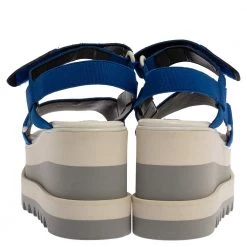 Stella McCartney Blue Canvas Striped Platform Ankle Strap Sandals Size 40 For Women -Stella McCartney Sales luxury women stella mccartney new shoes p329448 002