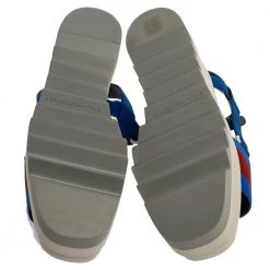 Stella McCartney Blue Canvas Striped Platform Ankle Strap Sandals Size 40 For Women -Stella McCartney Sales luxury women stella mccartney new shoes p329448 004