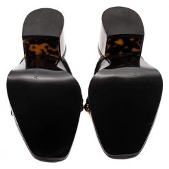 Stella McCartney Black Faux Patent Leather Chain Detail Block Heel Mules Size 36.5 For Women -Stella McCartney Sales luxury women stella mccartney new shoes p334011 004