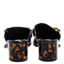 Stella McCartney Black Faux Patent Leather Chain Detail Block Heel Mules Size 36.5 For Women -Stella McCartney Sales luxury women stella mccartney new shoes p334011 005