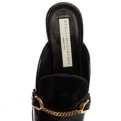 Stella McCartney Black Faux Patent Leather Chain Detail Block Heel Mules Size 36.5 For Women -Stella McCartney Sales luxury women stella mccartney new shoes p334011 006