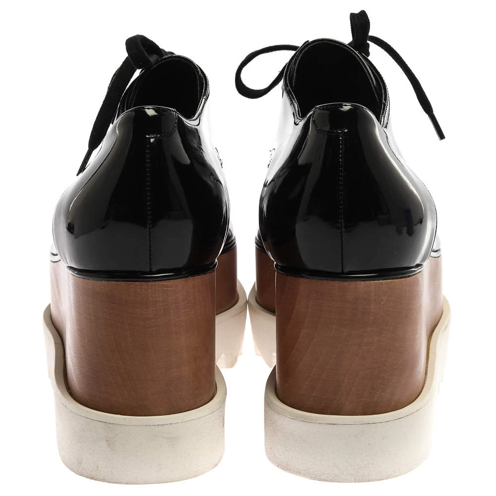 Stella McCartney Black Faux Patent Leather Elyse Platform Derby Sneakers Size 41 For Women 7 Stella McCartney Black Faux Patent Leather Elyse Platform Derby Sneakers Size 41 For Women - Image 5