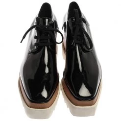 Stella McCartney Black Faux Patent Leather Elyse Platform Derby Sneakers Size 41 For Women 12 Stella McCartney Black Faux Patent Leather Elyse Platform Derby Sneakers Size 41 For Women -Stella McCartney Sales luxury women stella mccartney new shoes p355676 007