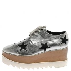Stella McCartney Silver/Black Faux Leather Elyse Star Platform Derby Size 41 For Women -Stella McCartney Sales luxury women stella mccartney new shoes p355678 002