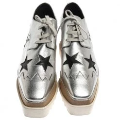 Stella McCartney Silver/Black Faux Leather Elyse Star Platform Derby Size 41 For Women -Stella McCartney Sales luxury women stella mccartney new shoes p355678 007