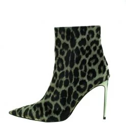 Stella McCartney Green/Black Animal Print Velvet Pointed Toe Ankle Booties Size 36 For Women -Stella McCartney Sales luxury women stella mccartney new shoes p368357 003