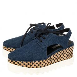 Stella McCartney Blue Denim Elyse Cut Out Derby Size 39 For Women -Stella McCartney Sales luxury women stella mccartney new shoes p393596 004