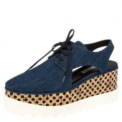 Stella McCartney Blue Denim Elyse Cut Out Derby Size 39 For Women