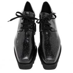 Stella McCartney Black Glitter Elyse Platform Derby Sneakers Size 38 For Women 12 Stella McCartney Black Glitter Elyse Platform Derby Sneakers Size 38 For Women -Stella McCartney Sales luxury women stella mccartney new shoes p479595 004