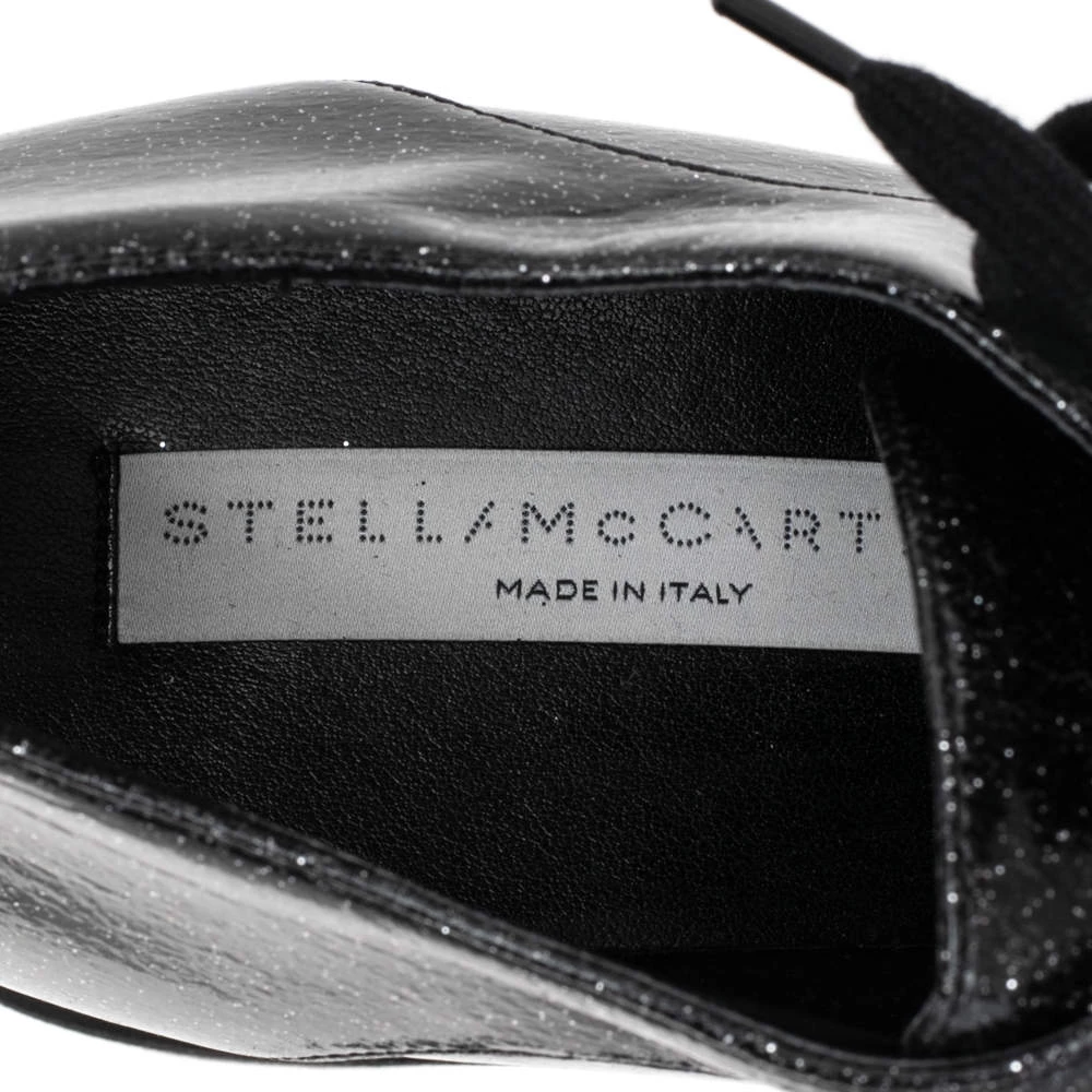 Stella McCartney Black Glitter Elyse Platform Derby Sneakers Size 38 For Women 9 Stella McCartney Black Glitter Elyse Platform Derby Sneakers Size 38 For Women - Image 7