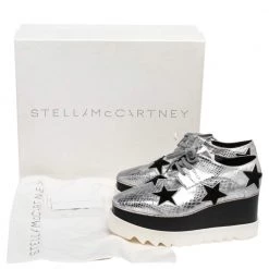 Stella McCartney Metallic Silver Python Effect Faux Leather And Faux Fur Elyse Star Platform Derby Size 37 For Women 17 Stella McCartney Metallic Silver Python Effect Faux Leather And Faux Fur Elyse Star Platform Derby Size 37 For Women -Stella McCartney Sales luxury women stella mccartney new shoes p482125 002
