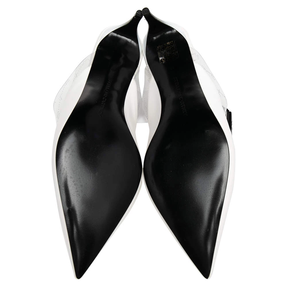 Stella McCartney White Faux Leather And PVC Pointed Toe Mule Sandals Size 39 For Women 8 Stella McCartney White Faux Leather And PVC Pointed Toe Mule Sandals Size 39 For Women - Image 6