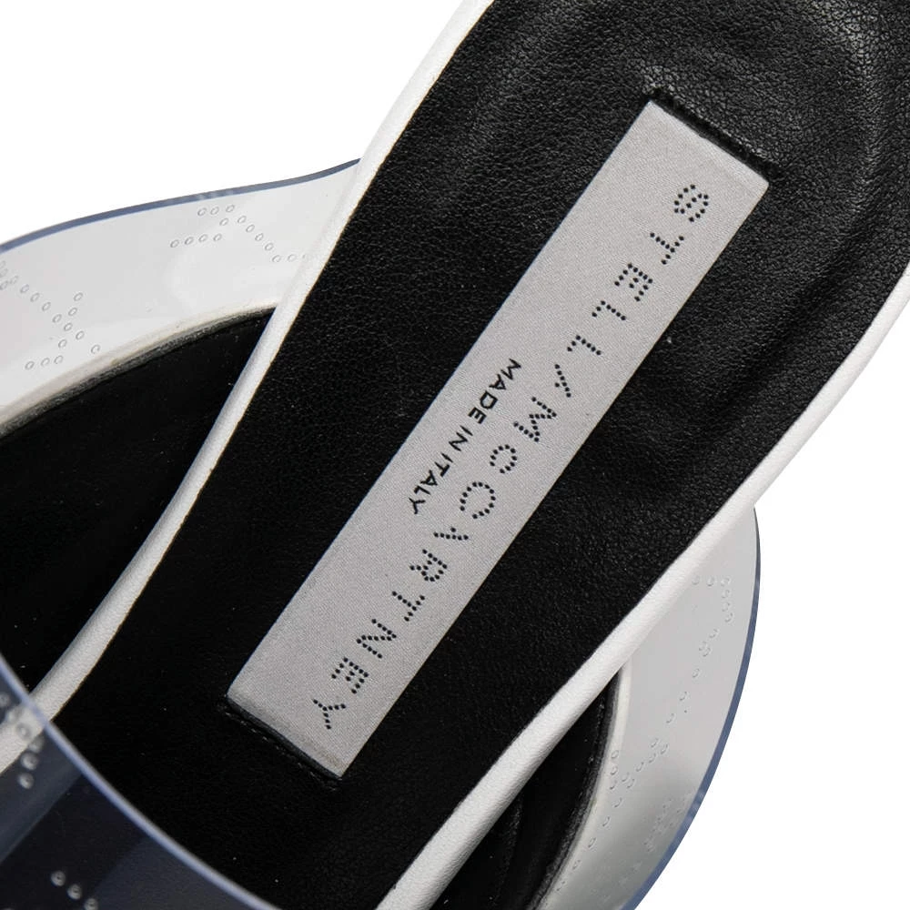 Stella McCartney White Faux Leather And PVC Pointed Toe Mule Sandals Size 39 For Women 9 Stella McCartney White Faux Leather And PVC Pointed Toe Mule Sandals Size 39 For Women - Image 7