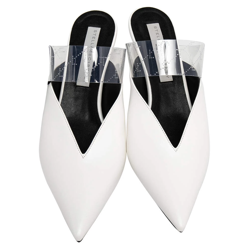 Stella McCartney White Faux Leather And PVC Pointed Toe Mule Sandals Size 39 For Women 5 Stella McCartney White Faux Leather And PVC Pointed Toe Mule Sandals Size 39 For Women - Image 3
