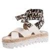 Stella McCartney Cream Faux Leather Gaia Ankle Wrap Espadrille Sandals Size 36 For Women -Stella McCartney Sales luxury women stella mccartney new shoes p504856 005