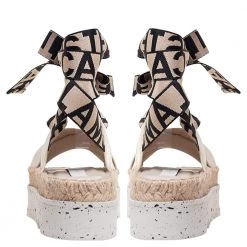 Stella McCartney Cream Faux Leather Gaia Ankle Wrap Espadrille Sandals Size 36 For Women -Stella McCartney Sales luxury women stella mccartney new shoes p504856 006