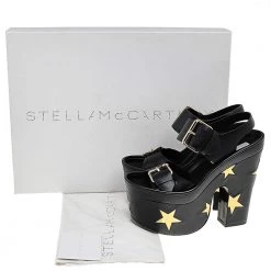 Stella McCartney Black/Gold Faux Leather Star Platform Sandals Size 37.5 For Women 17 Stella McCartney Black/Gold Faux Leather Star Platform Sandals Size 37.5 For Women -Stella McCartney Sales luxury women stella mccartney new shoes p526206 001