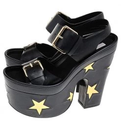 Stella McCartney Black/Gold Faux Leather Star Platform Sandals Size 37.5 For Women 13 Stella McCartney Black/Gold Faux Leather Star Platform Sandals Size 37.5 For Women -Stella McCartney Sales luxury women stella mccartney new shoes p526206 009