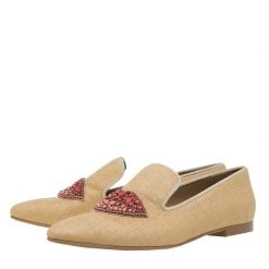 Stella McCartney Beige Woven Fabric Embellishment Tatami Flats Size 37.5 For Women -Stella McCartney Sales luxury women stella mccartney new shoes p55496 004