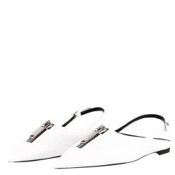 Stella McCartney White Leather Slingback With Zip Flats Size IT 38.5 For Women -Stella McCartney Sales luxury women stella mccartney new shoes p599244 002