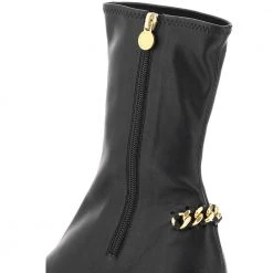 Stella McCartney Black Faux Leather Stretch Ankle With Chain Boots Size IT 36 For Women -Stella McCartney Sales luxury women stella mccartney new shoes p599251 004