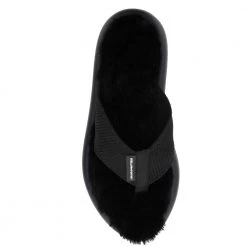 Stella McCartney Black Rubber Air Thong Mules With Faux Fur Flats Size IT 37 For Women -Stella McCartney Sales luxury women stella mccartney new shoes p599259 002