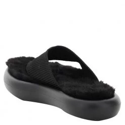Stella McCartney Black Rubber Air Thong Mules With Faux Fur Flats Size IT 38 For Women -Stella McCartney Sales luxury women stella mccartney new shoes p599260 003