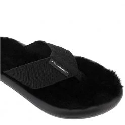 Stella McCartney Black Rubber Air Thong Mules With Faux Fur Flats Size IT 38 For Women -Stella McCartney Sales luxury women stella mccartney new shoes p599260 004
