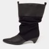 Stella McCartney Black Faux Leather And Canvas Ankle Boots Size 36 For Women