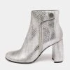 Stella McCartney Metallic Silver Python Embossed Faux Leather Ankle Boots Size 40 For Women -Stella McCartney Sales luxury women stella mccartney new shoes p634339 003