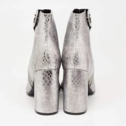 Stella McCartney Metallic Silver Python Embossed Faux Leather Ankle Boots Size 40 For Women -Stella McCartney Sales luxury women stella mccartney new shoes p634339 006
