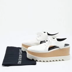 Stella McCartney White Faux Leather Elyse Cutout Platform Derby Size 38 For Women -Stella McCartney Sales luxury women stella mccartney new shoes p647957 004