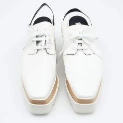 Stella McCartney White Faux Leather Elyse Cutout Platform Derby Size 38 For Women -Stella McCartney Sales luxury women stella mccartney new shoes p647957 006