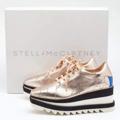 Stella McCartney Rose Gold Leather Elyse Star Platform Sneakers Size 36.5 For Women -Stella McCartney Sales luxury women stella mccartney new shoes p649674 001