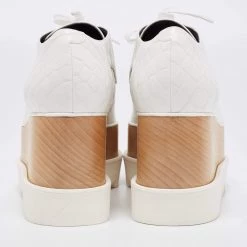 Stella McCartney White Croc Embossed Faux Leather Elyse Platform Sneakers Size 40 For Women -Stella McCartney Sales luxury women stella mccartney new shoes p652011 003