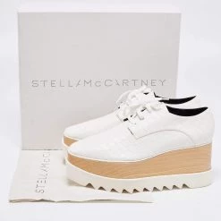 Stella McCartney White Croc Embossed Faux Leather Elyse Platform Sneakers Size 40 For Women -Stella McCartney Sales luxury women stella mccartney new shoes p652011 008