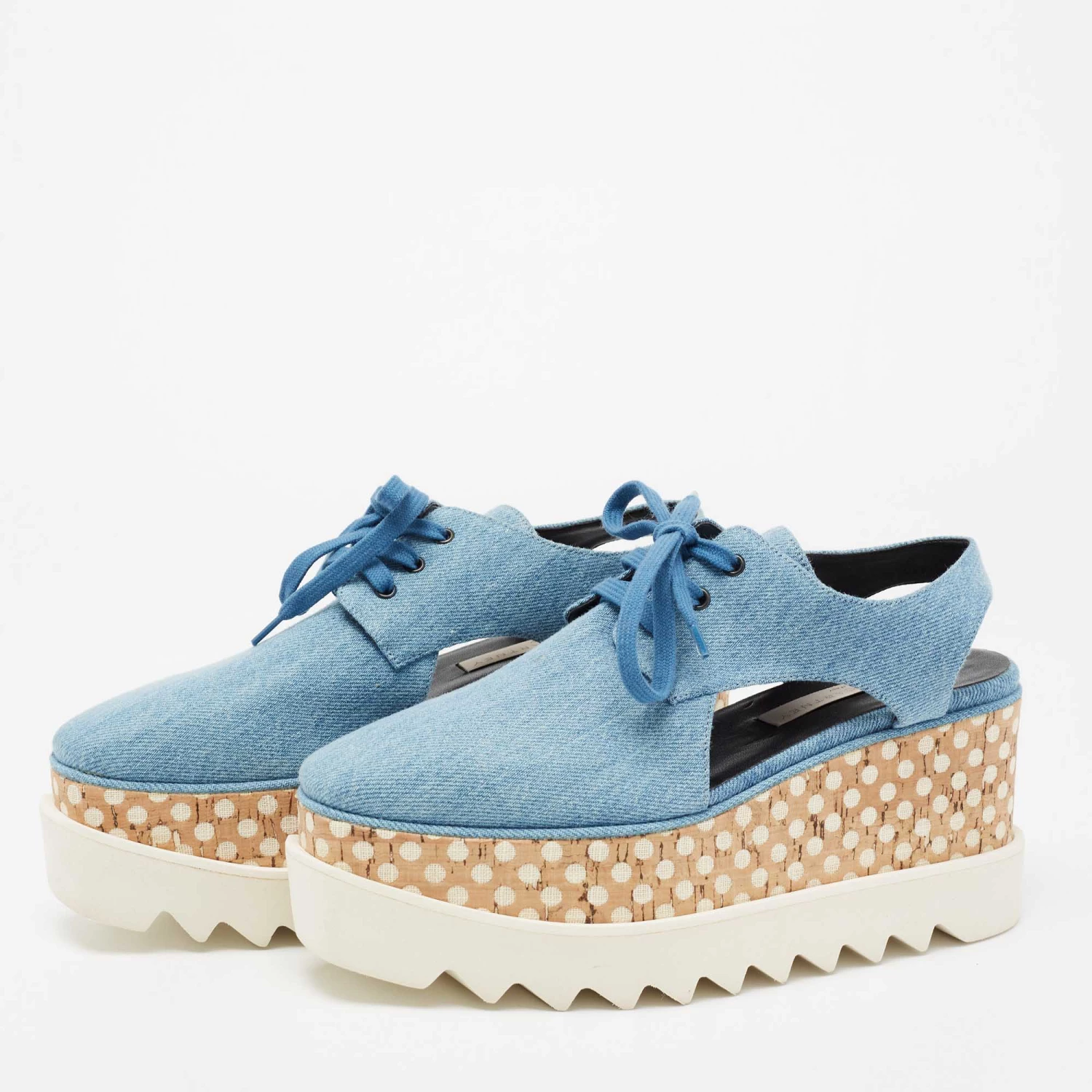 Stella McCartney Blue Denim Elyse Platform Slingback Derby Sneakers Size 36 For Women 4 Stella McCartney Blue Denim Elyse Platform Slingback Derby Sneakers Size 36 For Women - Image 2